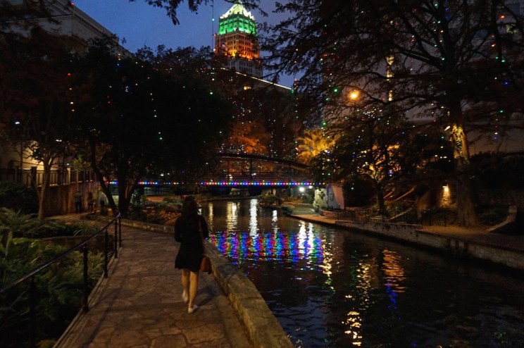 San Antonio river walk holiday lights