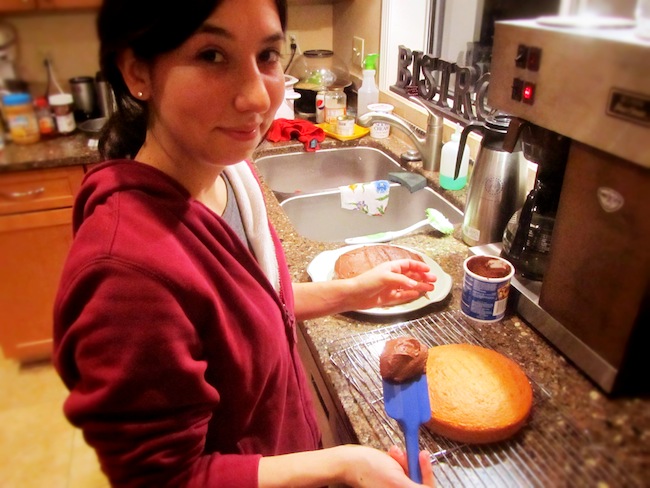 Making birthday cake for hubby!