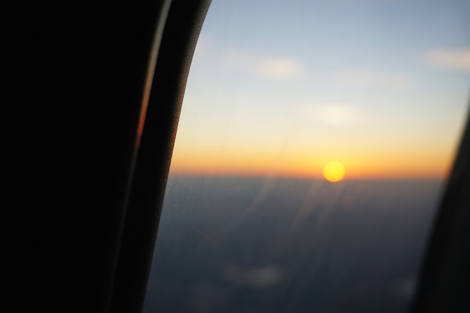 sunset airplane window
