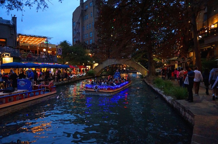 San Antonio river walk holiday lights