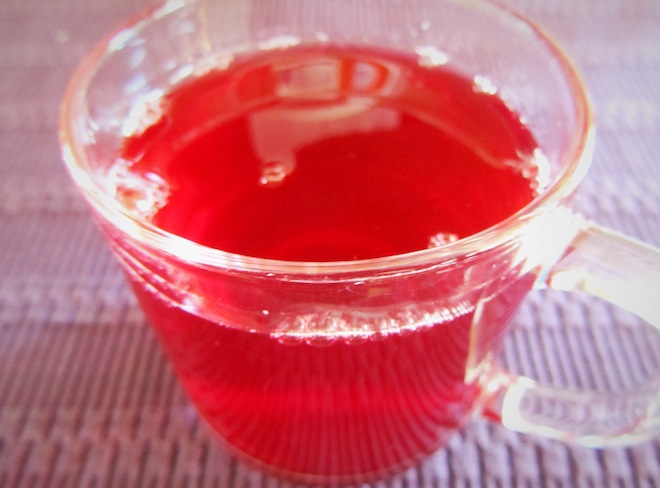 Homemade agua de jamaica