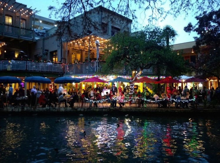 San Antonio river walk holiday lights