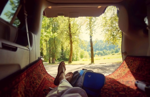 Chilling in the car at the park.