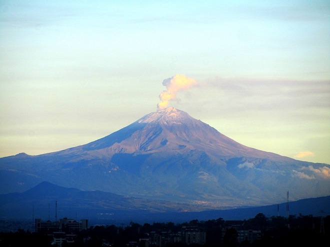The Popocatepetl Volcano seen from Mexico City. 