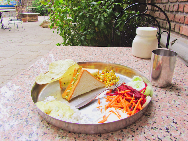 Lunch on the patio, right outside the dining hall. 
