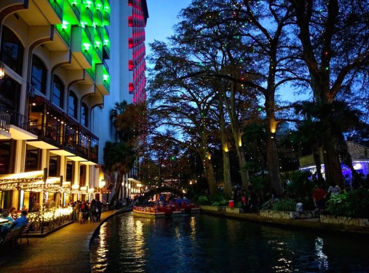 San Antonio river walk holiday lights