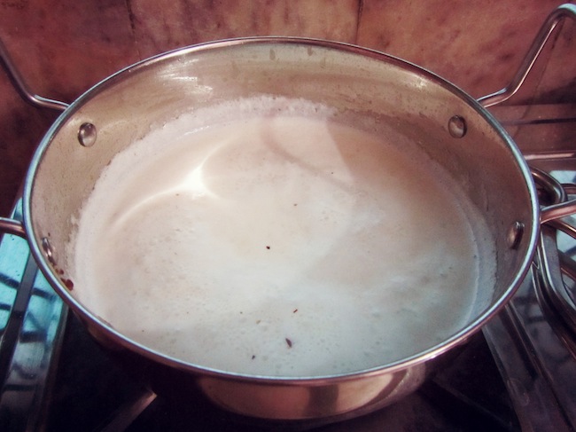 boiling milk and rice